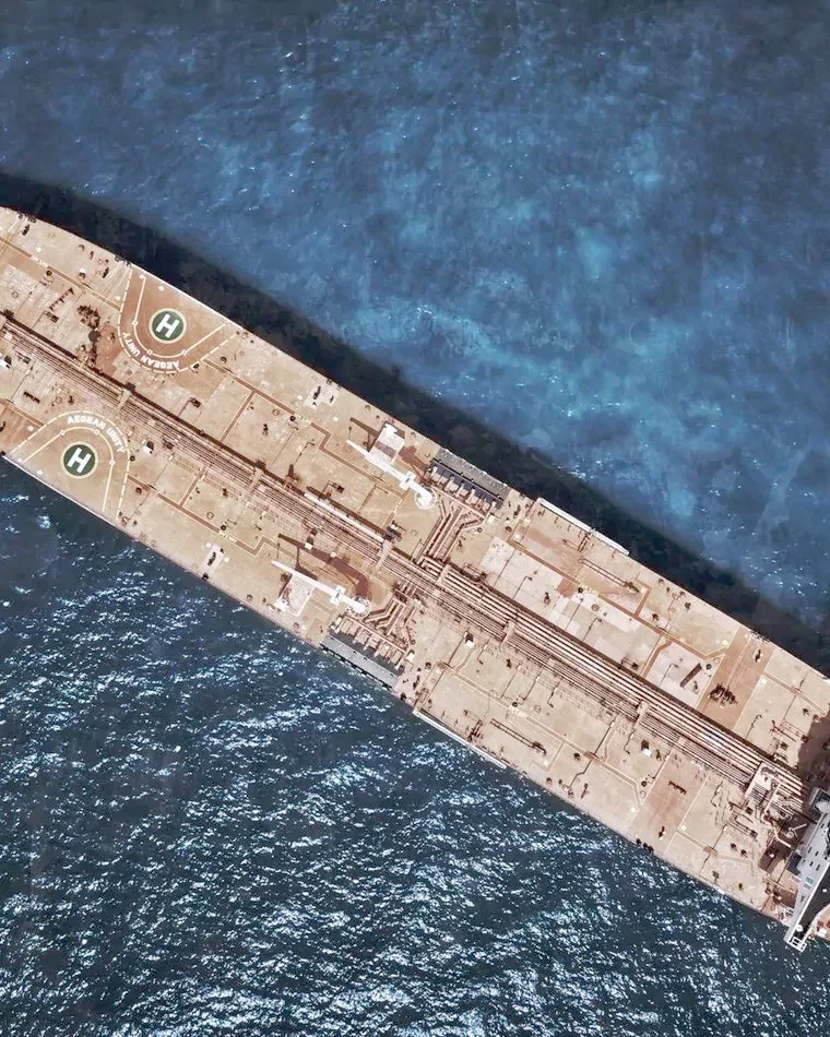 Ship-to-ship transfer operation underway
