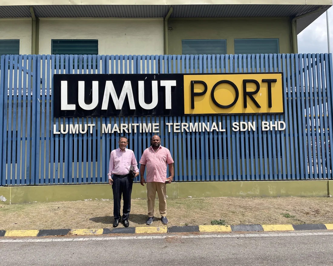 Suria Crestway staff at the Lumut Maritime Terminal gate