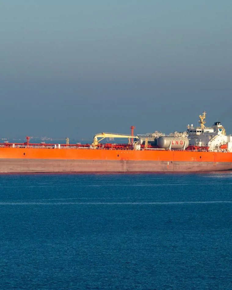 Product tanker under way carrying refined cargo